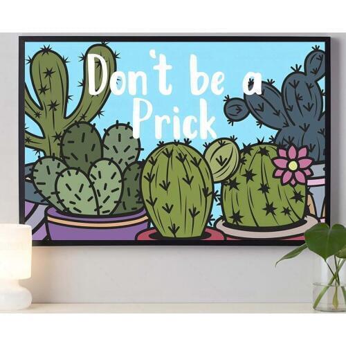 Cute Cactus Full Drill Square Diamond Painting Funny Cactus Don't Be A Prick 5D Resin Mosaic Embroidery Cross Stitch Kit