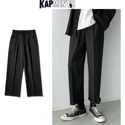KAPMENTS Men Solid Harajuku Casual Harem Pants 2021 Spring Mens Black Vintage Japanese Cargo Joggers Loose Streetwear Trousers