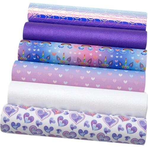 David accessories 6pcs/set 20*33cm Rainbow Synthetic Leather Set DIY Bow Bag Shoes Faux Leather Fabric Home Decoration,1Yc7443