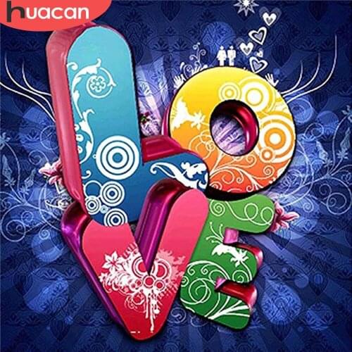 HUACAN Diamond Painting Kit Text Pictures Of Rhinestones 5D DIY Diamond Embroidery Cross Stitch Love Mosaic Home Decor