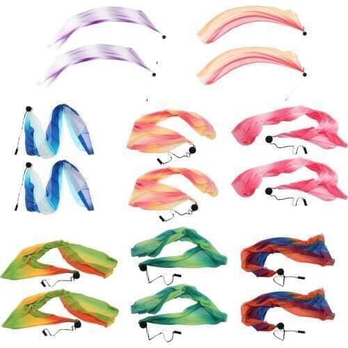 Pack of 2 Silky Veil Poi Streamer Thrown Balls Kit Belly Dance Stage Performance Props Soft Scarf Dancing Costumes