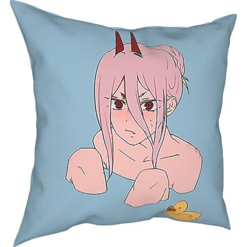 Power Chainsaw Man Pillowcase Home Decor Cushion Cover Throw Pillow for Home Polyester Double-sided Printing Casual