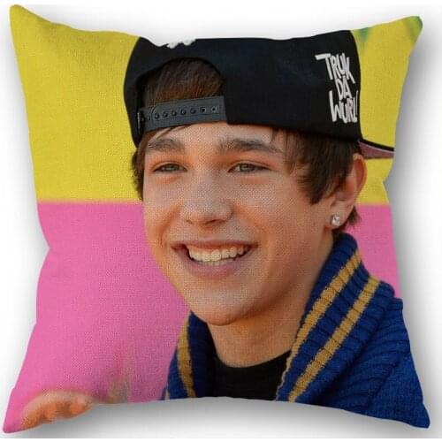 Austin Mahone Pillowcase Cotton Linen Fabric Square Zippered Pillow Cover For Home Wedding Decoration 45X45cm Not Fade 12.10
