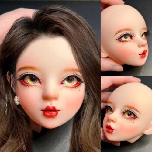 New 1/3 BJD Doll Head Vinyl Material DIY Makeup Doll Baby Finished Head With 3D Open Eyes Doll accessories Fit 60cm dolls