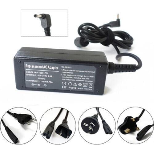 New 33W Power Supply Cord For Asus K200 K200M K200MA C200 C300 Series 19V 1.75A Notebook PC AC Adapter Battery Charger +Cable