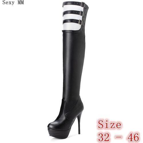 Autumn Platform Women Over the Knee Boots High Heel Shoes Woman Thigh High Boots Small Plus Size 32 33 -40 41 42 43 44 45 46
