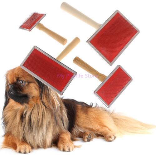 Pet Grooming Needle Comb Shedding Hair Remove Brush Wood Handle Massage Tool Combs Dog Cat Cleaning Supply S/M/L/XL C42