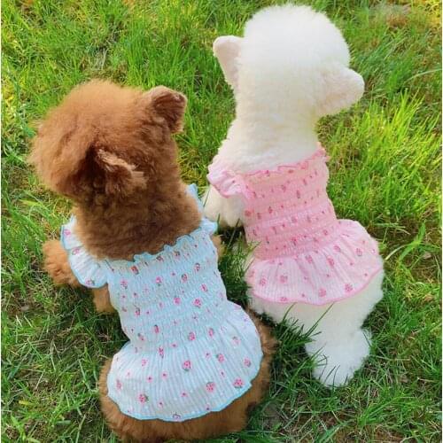 Dog Pets Dress Cat Puppy Dog Clothes Summer Cute Flowers Dresses Yorkshire Poodle Bichon Frise Pomeranian Pet Apparel Outfits