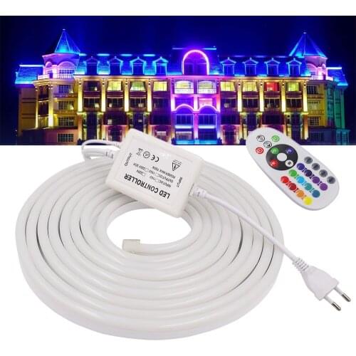 RGB Neon Strip Flexible Ribbon Tape 2835 5050 120Leds/M Neon Rope Tube Waterproof Neon Sign 220V EU Neon Outdoor Lighting