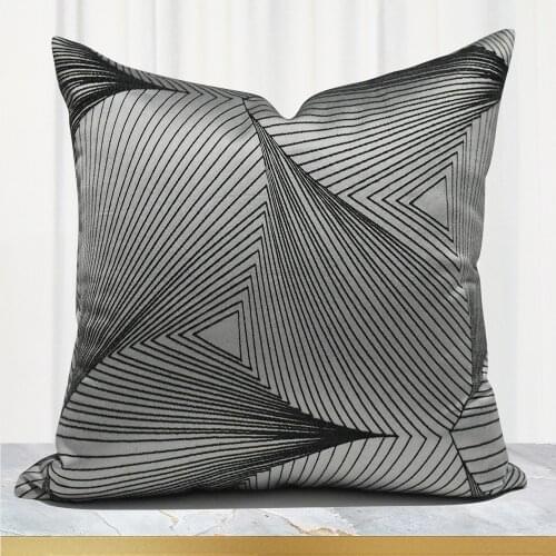 Luxury Pillow Cover 45x45 Abstract Geometric Design Pillow Cover Home Decoration Sofa Pillow Cover Dark Gray Line Cushion Cover