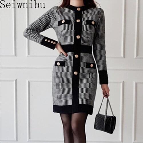 Модные платья в клетку Seiwnibu China At AliExpress