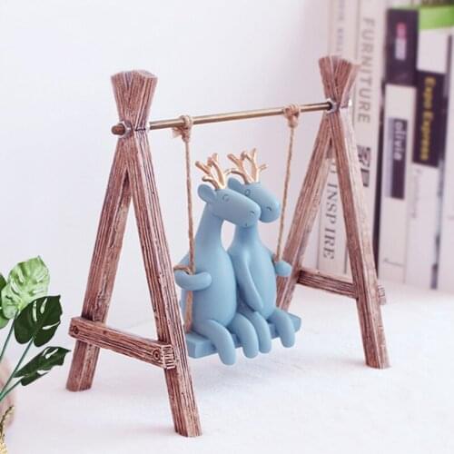 Cute hanging chair deer creative Animal Living Room Resin Desktop Decor Crafts Creative Ornaments Gift Supplies