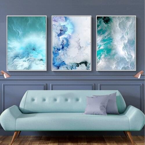 Blue Marble Wave Wall Art Canvas Painting Nordic Posters And Prints Wall Pictures For Living Baby Kids Room Decoration