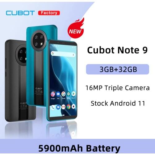 Cubot Note 9 Smartphone 5900mAh Battery OctaCore Mobile Phone 5.99" Screen 3GB+32GB Telephone Triple Camera Dual SIM Android 11
