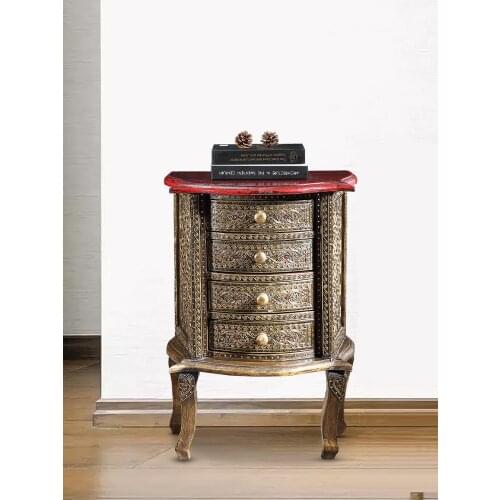YL Southeast Asian Style Solid Wood Four-Bucket Cabinet New Chinese Bedroom Bedside Table Thai Hallway Cabinet