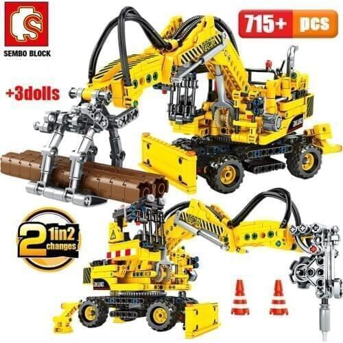 SEMBO BLOCKS City Engineering Truck Forklift Building Blocks Electric Car Construction Vehicle Bricks Toys for Children