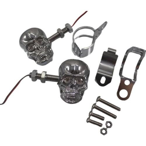 Universal Skull LED Motorcycle Turn Signal Light Skeleton Head Headlight Front Head Lamp For Motorcycle Decorations