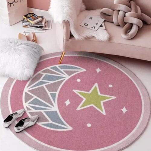 Tapis Fourrure Blanc Carpet Mat Children Cartoon Round Computer Chair Swivel Girl Basket Floor Living Room Bedroom Bedside Rug