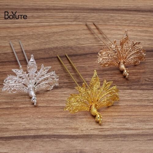 BoYuTe (5 Pieces/Lot) 66*52MM Metal Alloy Phoenix U Fork Shape Hair Sticks Diy Hand Made Bridal Hair Jewelry Accessories