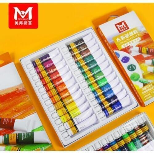 Water-resistant 24 Colors 12ML Tube Acrylic Paint set color Nail glass Art Painting paint for fabric Drawing Tools For Kids DIY