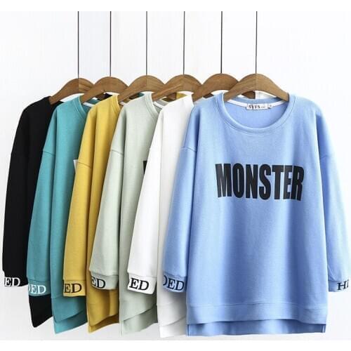 Plus Size Women Autumn Hoodies Fashion Long Sleeved Letter Printed Pullovers Large Size Outerwear