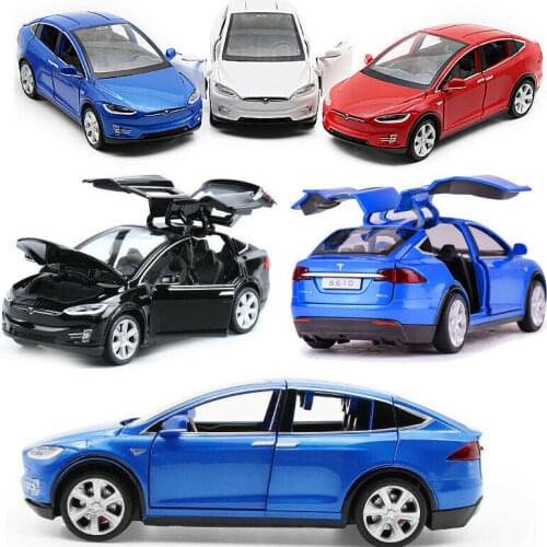 1:32 For Tesla Model X 90D SUV Diecast Car Model Sound&Light Pull Back Kids Toys gifts Display