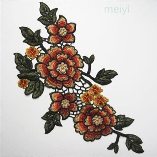 1PC Embroidered Flower Applique Neckline Neck Collar Lace Trim Clothes Fabric Venise Crochet Sewing Supplies Craft Wedding Dress