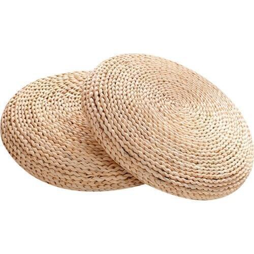 1pc Round Natural Straw Weave Zafu Meditation Yoga Round Mat Zafu Chair Cushion Chair Seat Mat Japanese-style Tatami Cushion