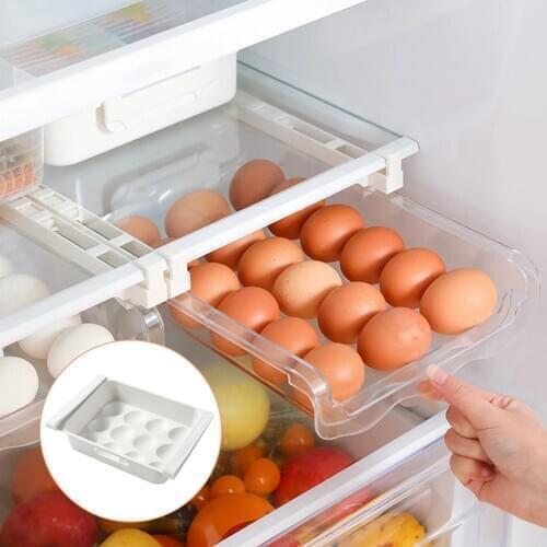 1pc Kitchen Fruit Egg Organizer Storage Rack Box Fridge Freezer Storage Shelf Holder Pull-out Drawer Convenient Organizer