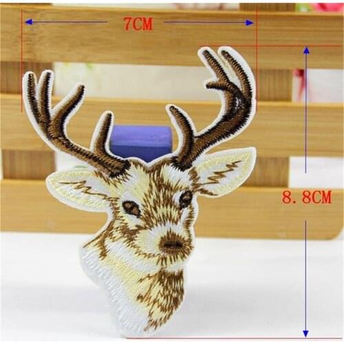 2Pcs Embroidered Iron On Patches For Clothes Cute Animal Elk Deal With It Clothing DIY Motif Applique