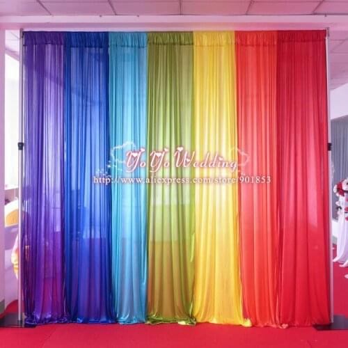 3m*3m colorful rainbow ice silk backdrop curtain for wedding,party