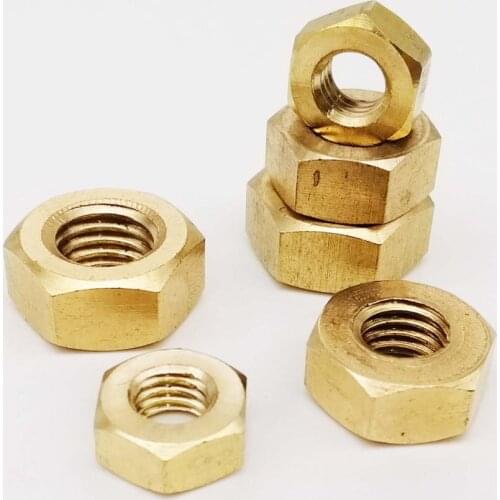5/100pcs DIN934 Solid Brass Copper Hex Hexagon Nut for M1 M1.2 M1.4 M1.6 M2 M2.5 M3 M4 M5 M6 M8 M10 M12 Screw Bolt Metric Thread