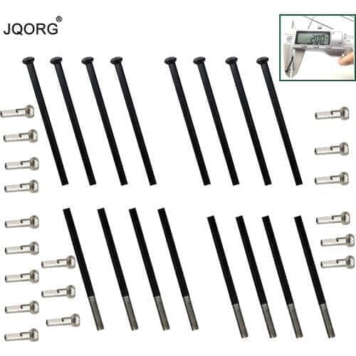 96 Pieces A Lot 14 K Diameter 1.98mm Black Color Equal Diameter Straight Pull Bicycle Spokes With 14 mm Longer Brass Nipples