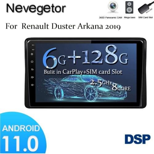 For Renault Dacia Duster 2018 2019 ARKANA-2019 2 Din Android 11 Car Radio Multimedia Player Navigation GPS Head Unit W" Frame
