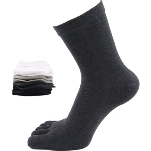 High Quality Toe Socks Mens Cotton Breathable Crew Socks with 5 Fingers Brand Black White Business Dress Sock Deodorant Hosiery
