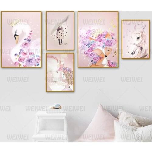 Baby Room Animal Child Poster Nursery Rabbit Canvas Art Print Simple Wall Painting Nordic Kids Bedroom Custom Decoration Picture