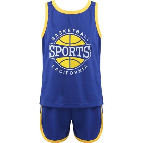 Kids Girls Boys Unisex Summer Breathable Sport Suit Sleeveless Letters Basketball Top and Pants for Exercise Football Basketball