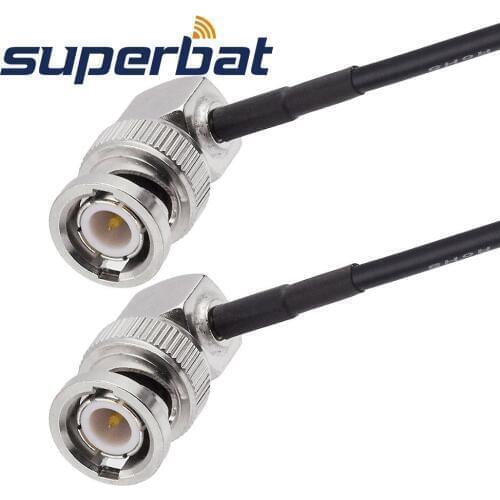Superbat BNC Right Angle Plug to BNC Right Angle Male Pigtail Cable RG174 15cm