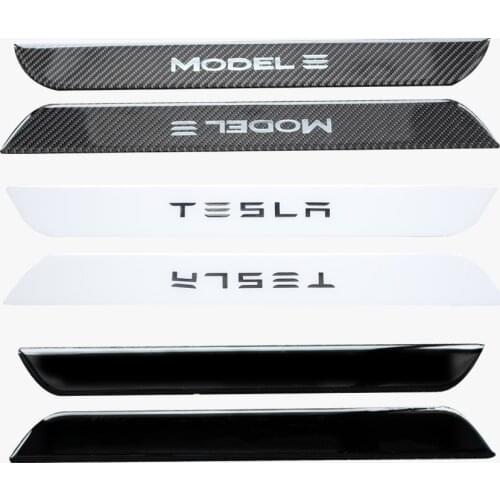 For 2017 2018 2019 Tesla Model 3 Glue Car Door Sill Kick Scuff Plate Protector Trim Guard Pedal Cover Car Styling Accessory