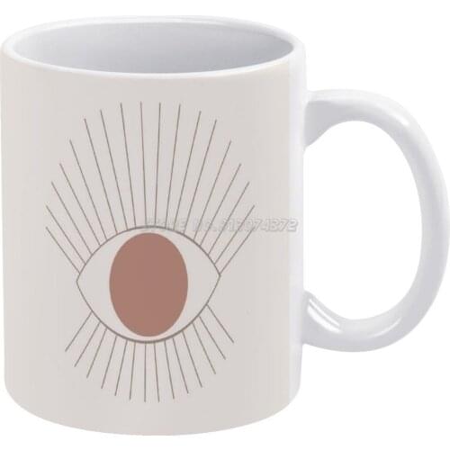 Boho Minimalist Eye Coffee Mugs Porcelain Mug Cafe Tea Milk Cups Drinkware Mugs for Fathers Day Gifts Boho Minimalist Neutral Cu