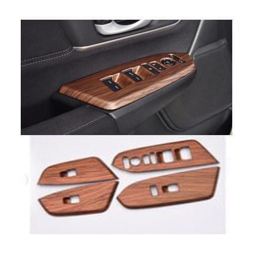 4Pcs/set Peach Wood Grain Interior Door Window Lift Regulator Cover Interior Accessories Fit For Honda CRV 2017 2018 2019