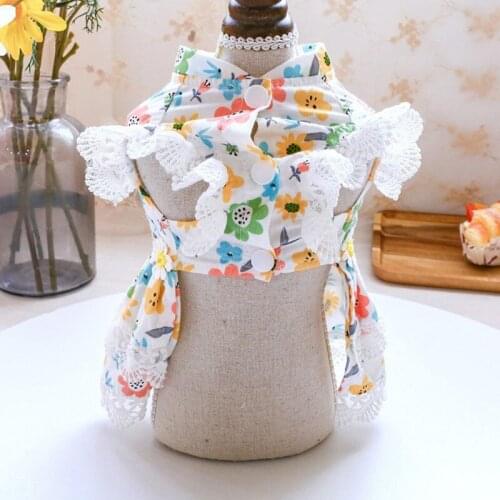 5 Sizes Summer Dog Dress Small Floral Princess Pet Dress for Dogs Skirt Summer Princess Dog Wedding Dresses York Clothes