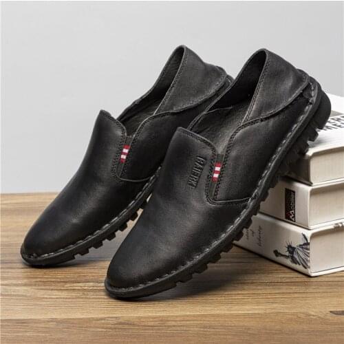 Genuine Leather Loafers Men Casual Business Shoes 2021 New Handmade Soft Sole Man Leather Shoes Breathable Slip on Driving Shoes