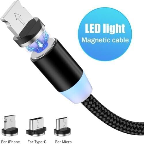 TKEY Magnetic USB Cable For iPhone Samsung Fast Charging Magnet Charger USB Type C Cable Mobile Phone Cord Wire
