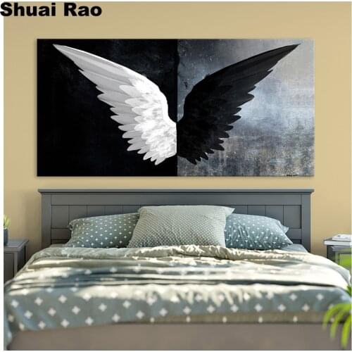 Modern Feather Angel Wings diamond painting diamond set full mosaic diamond embroidery full square/round drill Black White art