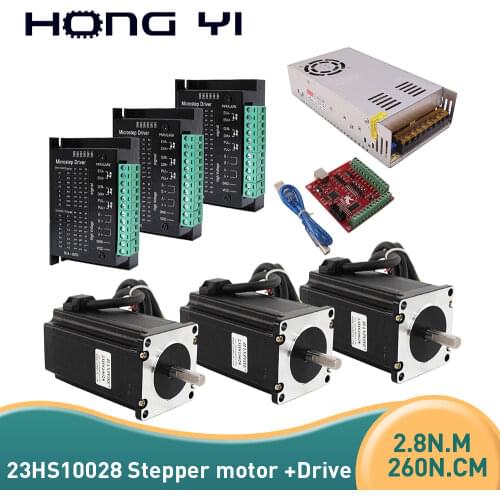 Nema23 stepper motor driver TB6600+USB MACH3 controller card cable power supply 4-axis kit 23HS10028 for 3D printer accessories