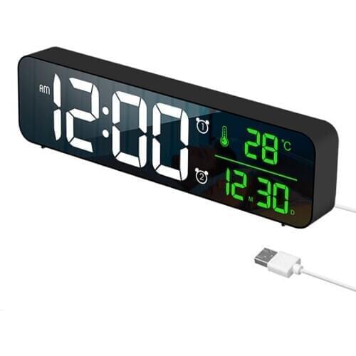 New Music Digital Alarm Clock Bedroom LED Table Clock Home Decoration Digital Wall Clock Alarm Thermometer Calendar Gift