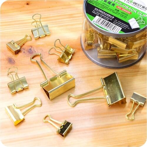 Solid Color Gold Metal Binder Clips Notes Letter Paper Clip Office Supplies