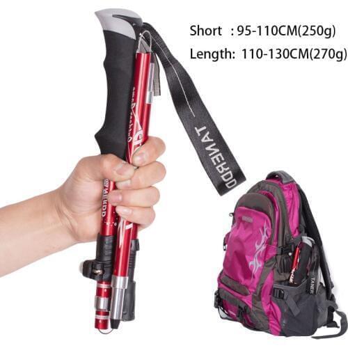 Anti Shock Walking Stick Telescopic Baton Trekking Stick Ultralight Aluminum Alloy Tactical Walking Canes 5-Section 1Piece