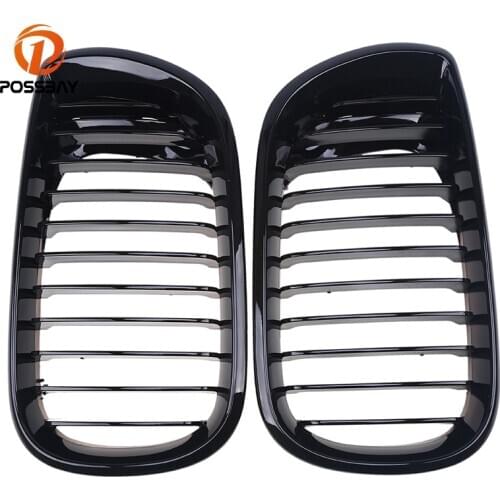 POSSBAY Replacement Racing Grills Car Front Kidney Grille Black Grilles for BMW 3-Series E46 Sedan 2001-2005 Facelift 4 Door